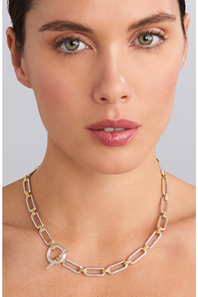Signature Caviar Link Necklace, Alternate, color, SILVER GOLD