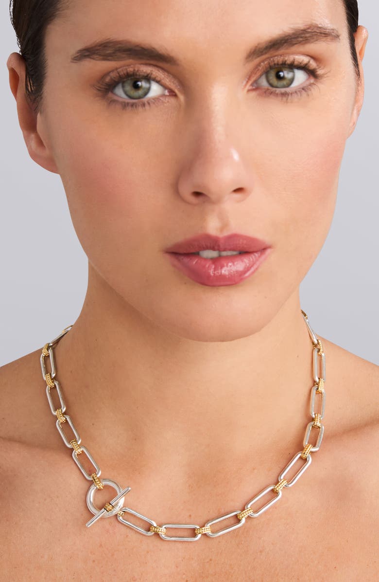 LAGOS Signature Caviar Link Necklace, Alternate, color, Silver Gold