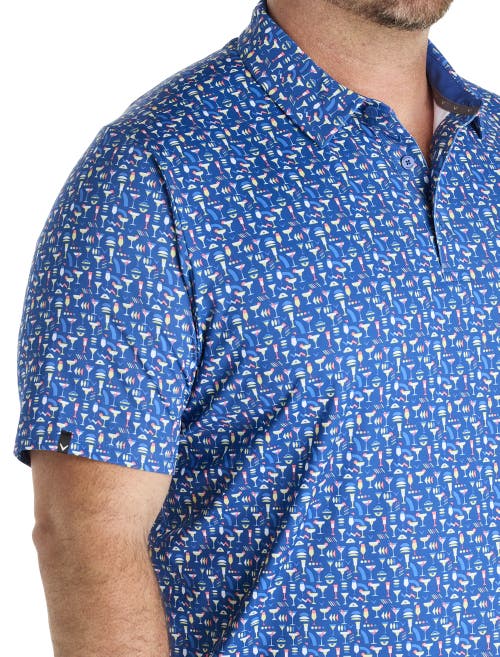 Callaway Big & Tall Cocktail Print Performance Polo Shirt In Blue