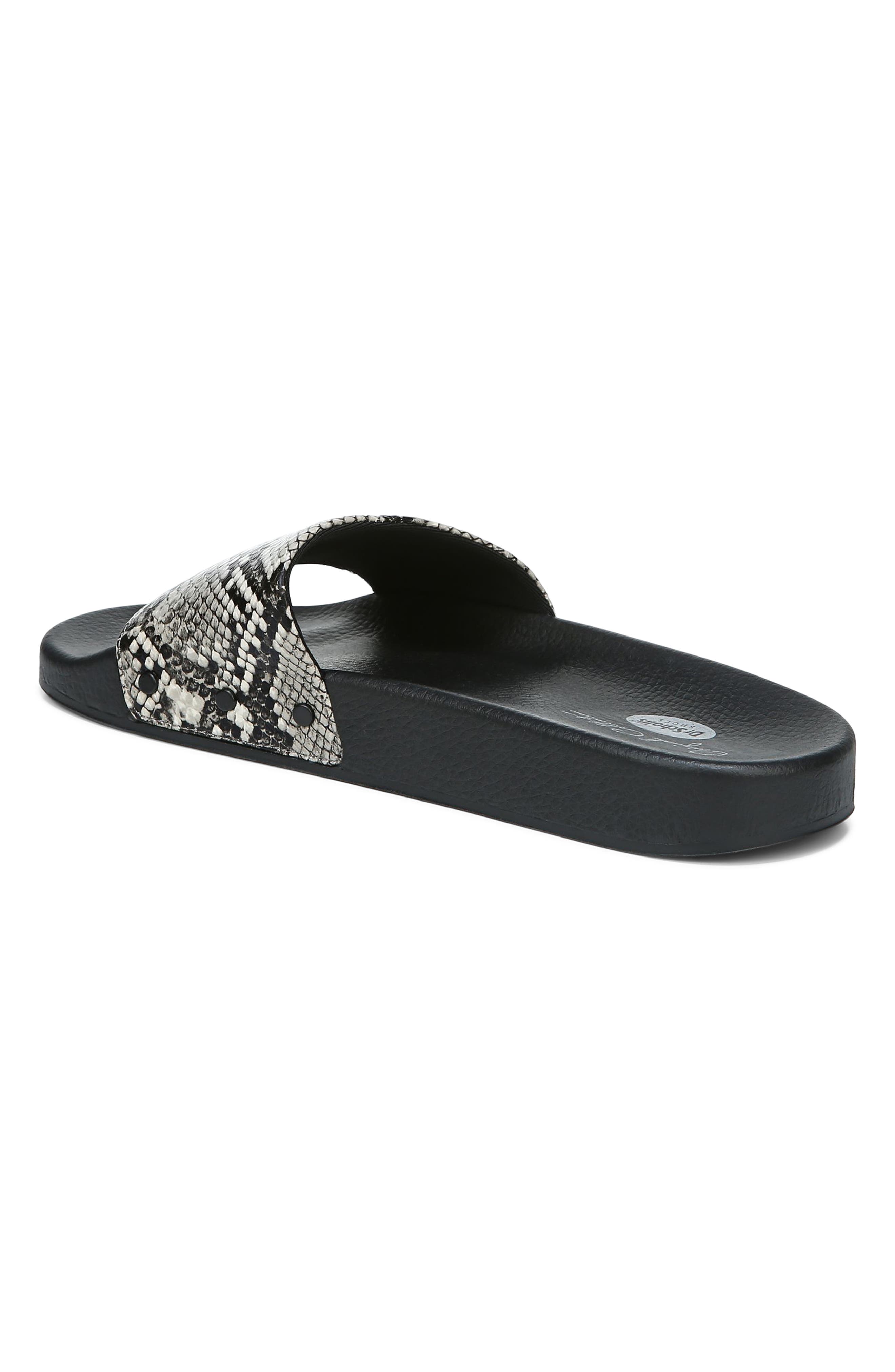 Pisces Slide Sandal, Alternate, color, BLACK/ WHITE LEATHER