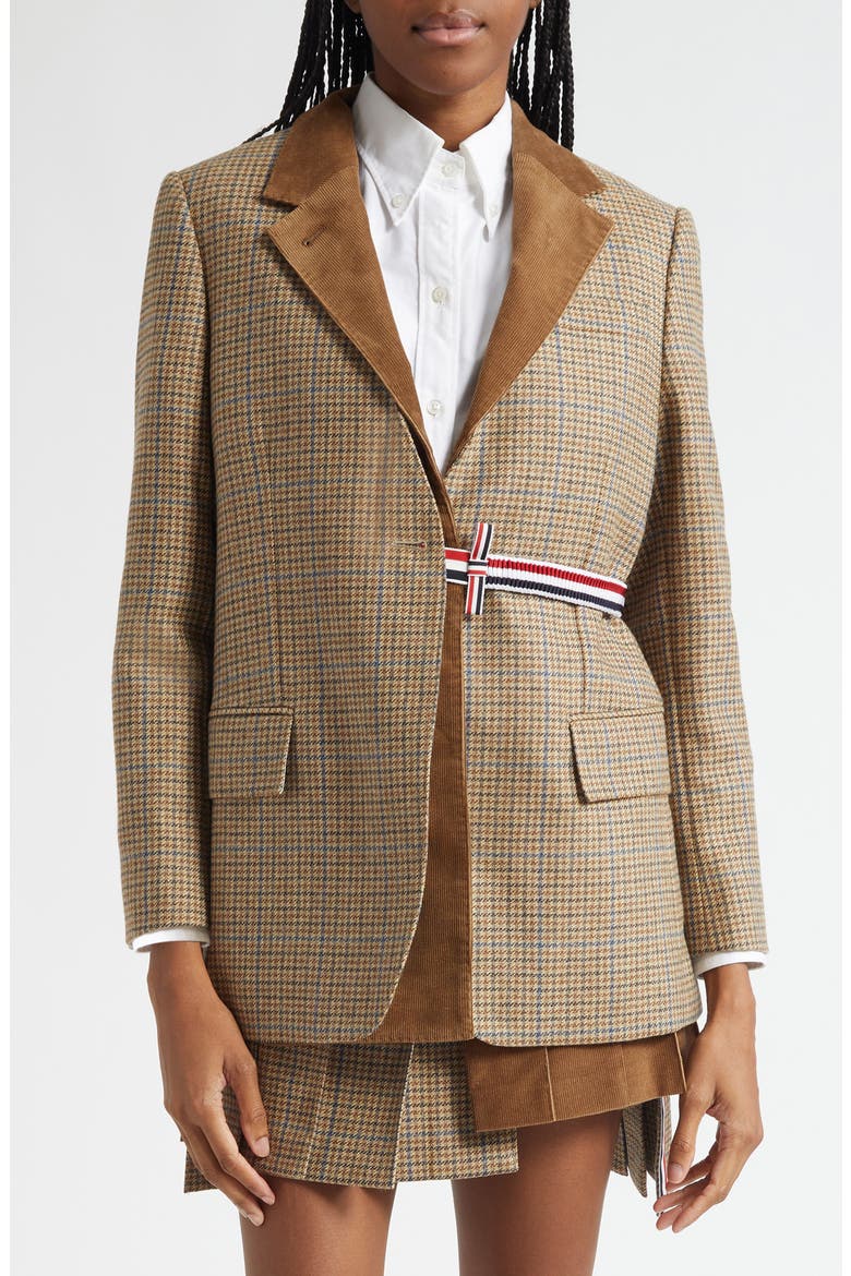 Check Wool Blazer with Removable Vest, Main, color, BROWN