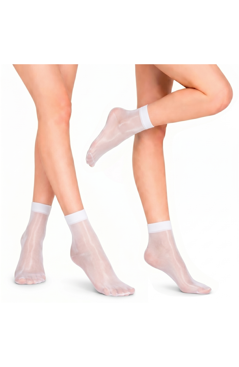 LECHERY<sup>®</sup> Colored Fashion Ankle High Nylons Sheer Socks Women 2 Pair Pack, Main, color, White