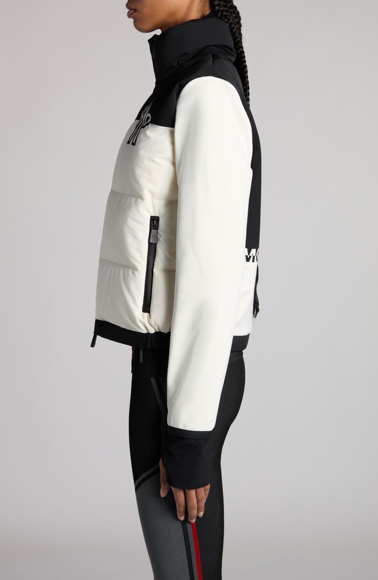 Moncler Grenoble Colorblock Quilted Down & Fleece Cardigan, Alternate, color, White
