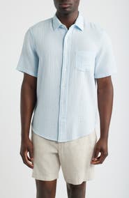 Nordstrom Duo Gauze Short Sleeve Cotton Button-Up Shirt