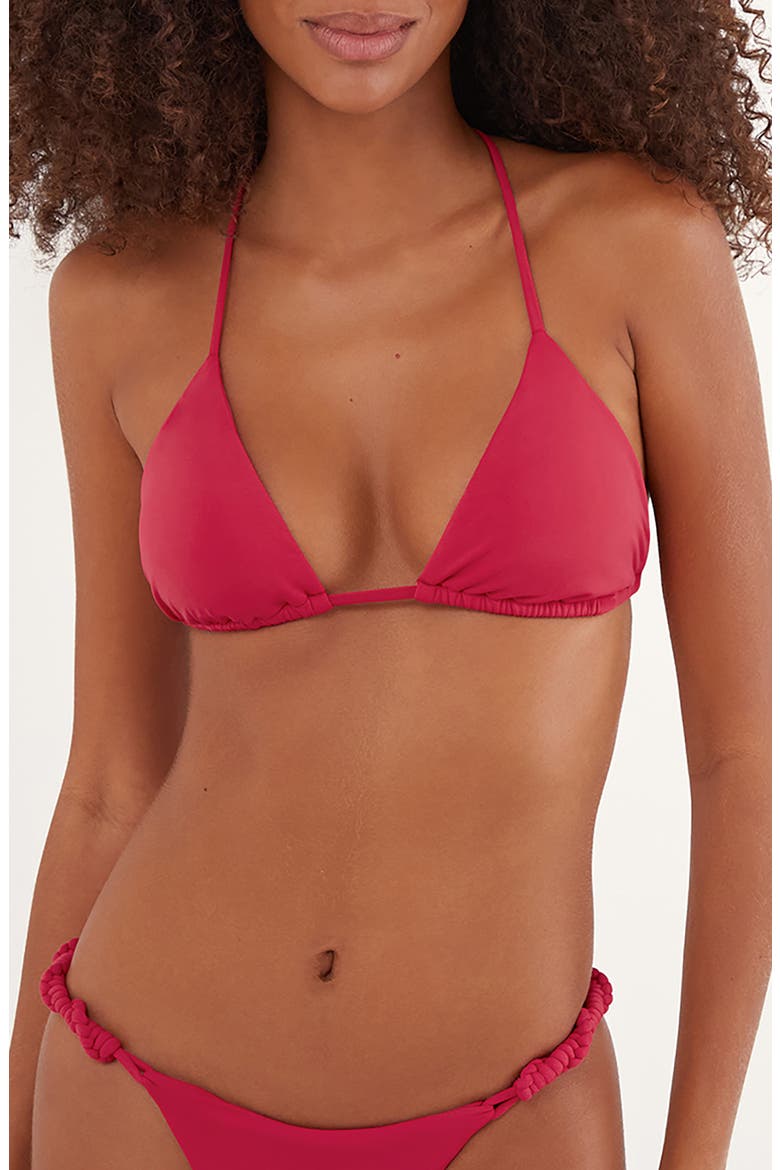 Solid Holly T-Back Bikini Top, Main, color, RED