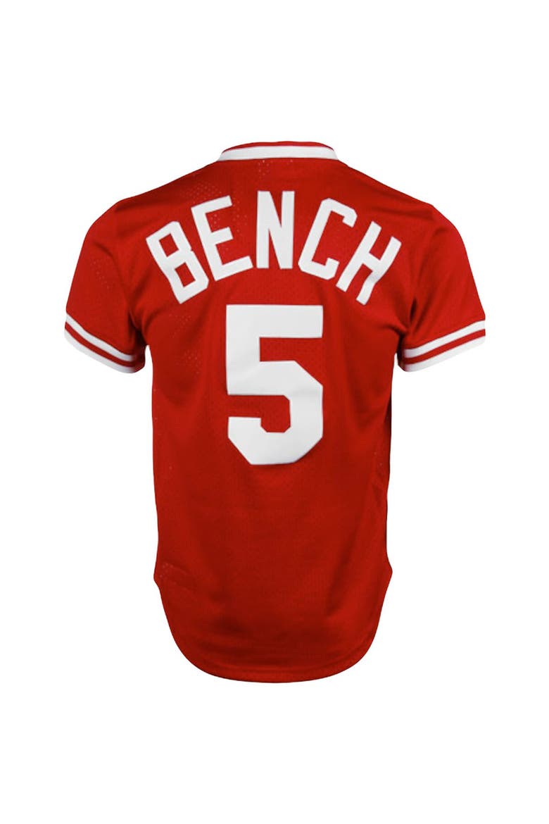 Men's Mitchell & Ness Johnny Bench Red Cincinnati Reds Cooperstown Collection Big & Tall Mesh Batting Practice Jersey, Alternate, color, Red