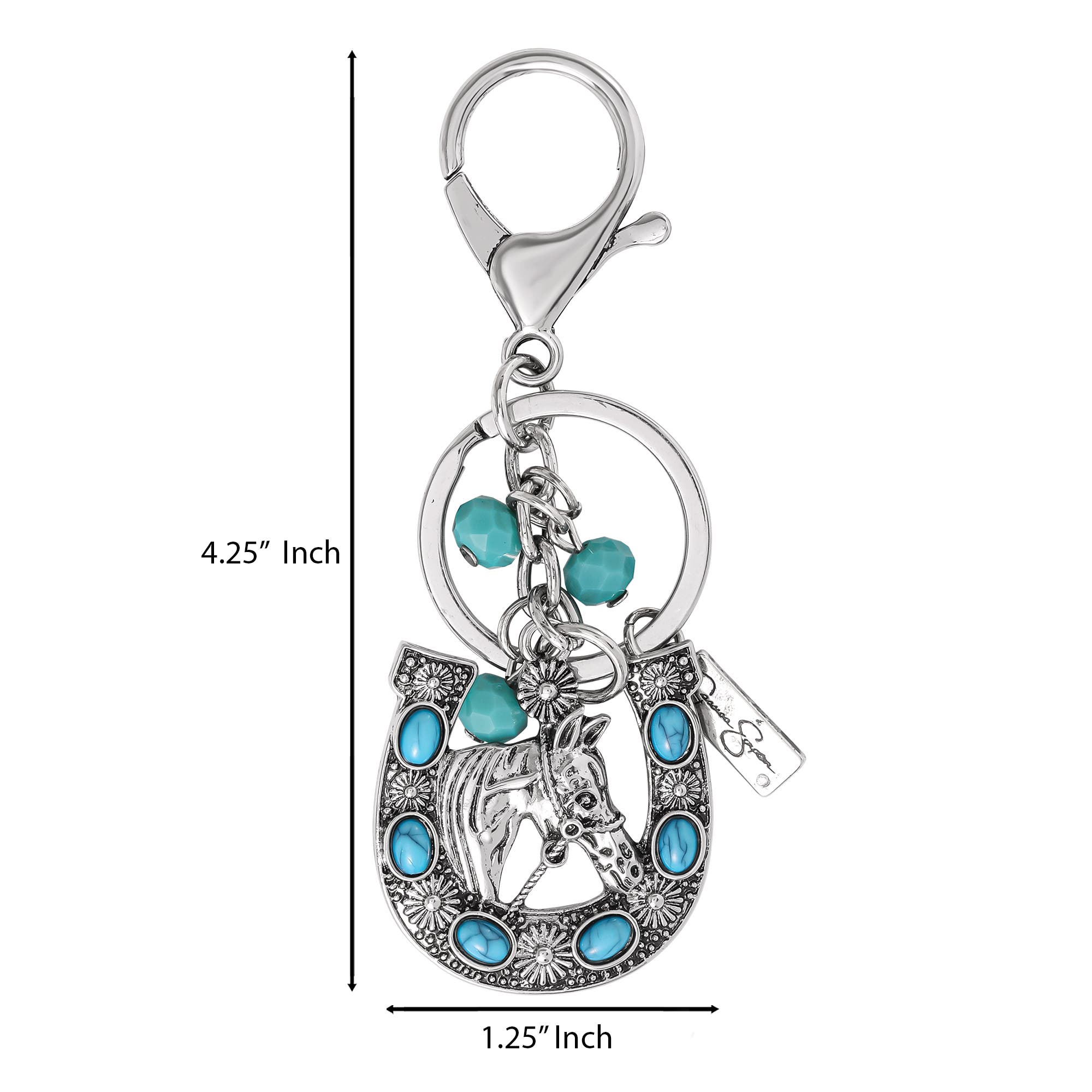 Jessica Simpson Turquoise Horseshoe Keychain, Alternate, color, Silver/Turquoise
