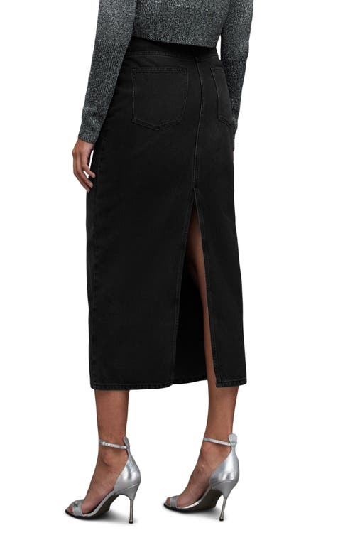 Allsaints Cyra Denim Maxi Skirt In Washed Black