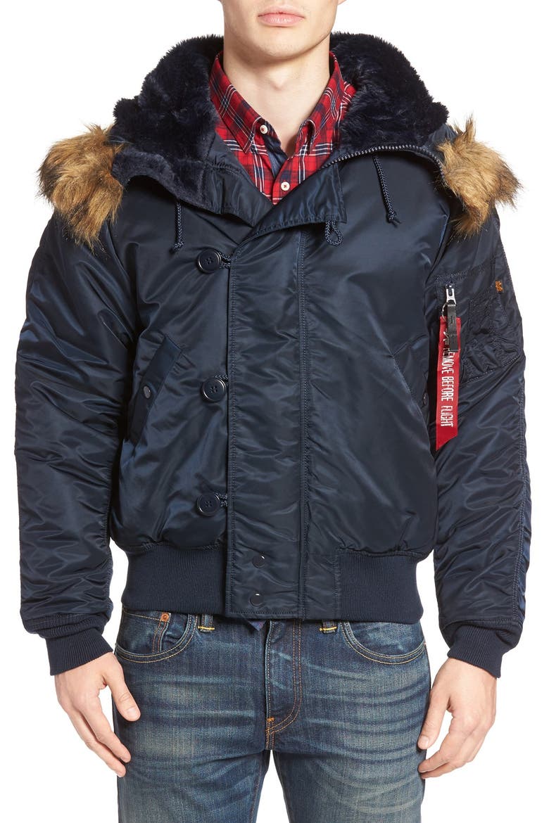 N-2B Short Hooded Parka, Alternate, color, REPLICA BLUE