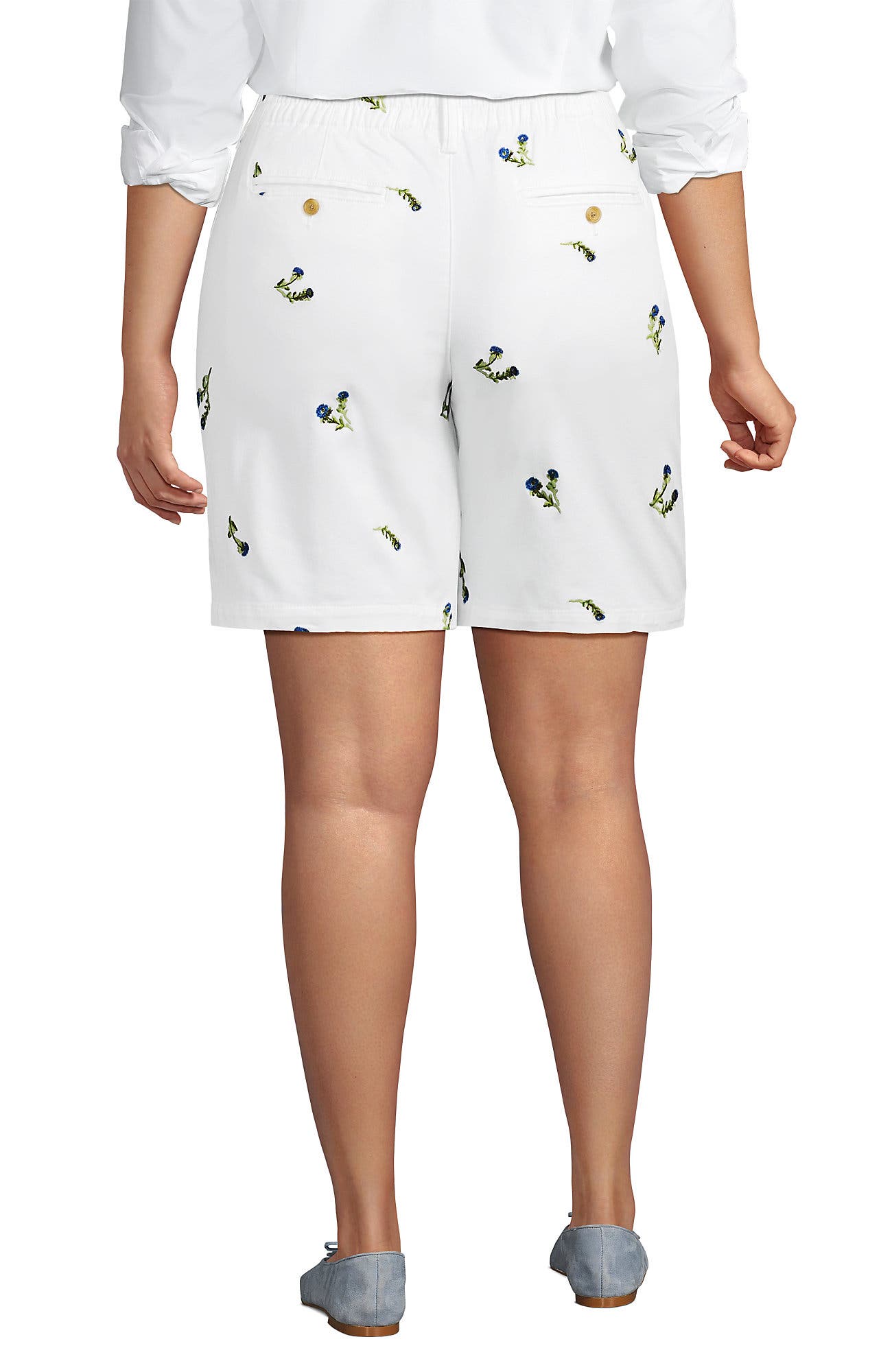 Plus Size Elastic Back Classic 7" Chino Shorts - image 4