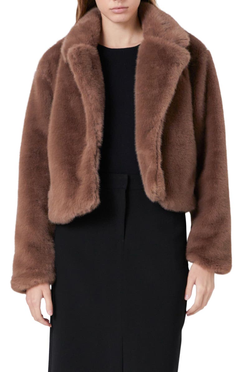 Endless Rose Faux Fur Button Coat, Main, color, Taupe