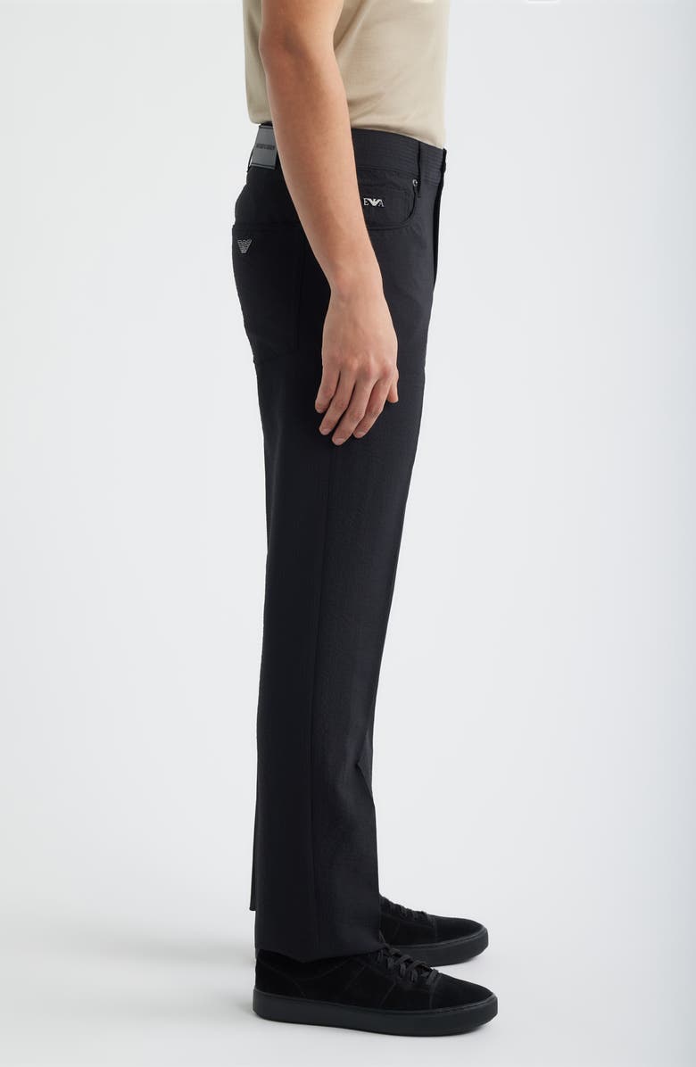 Emporio Armani Five-Pocket Seersucker Pants, Alternate, color, Solid Black