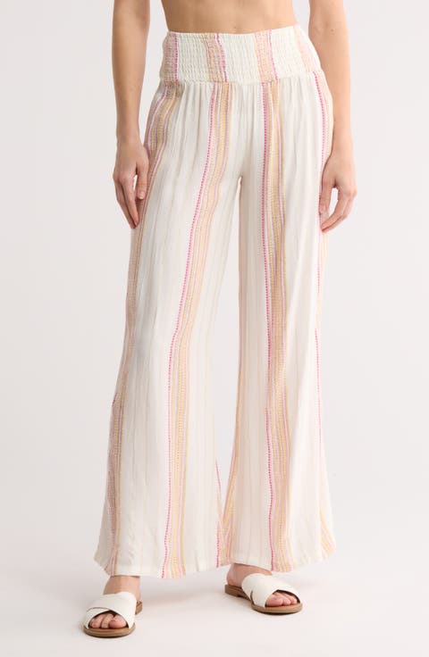 Smocked Waist Cover-Up Palazzo Pants