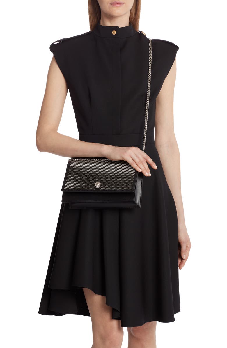 McQueen Alexander McQueen Skull Croc Embossed Leather Shoulder Bag, Alternate, color,