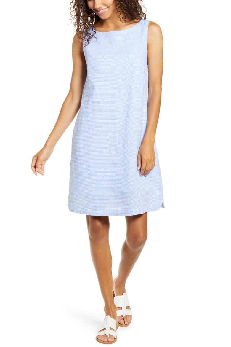 beach lunch lounge shift dress Alina Stripe Linen & Cotton Shift Dress (Women)