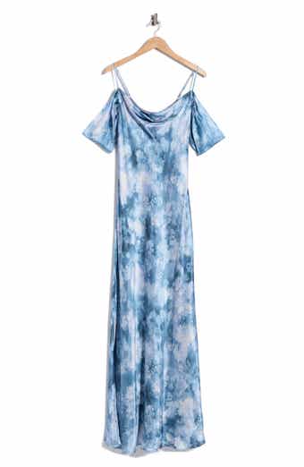 Kenna Cold Shoulder Cowl Neck Satin Dress