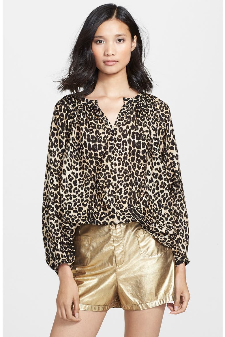 Leopard Print Peasant Top, Main, color, LEOPARD MULTI