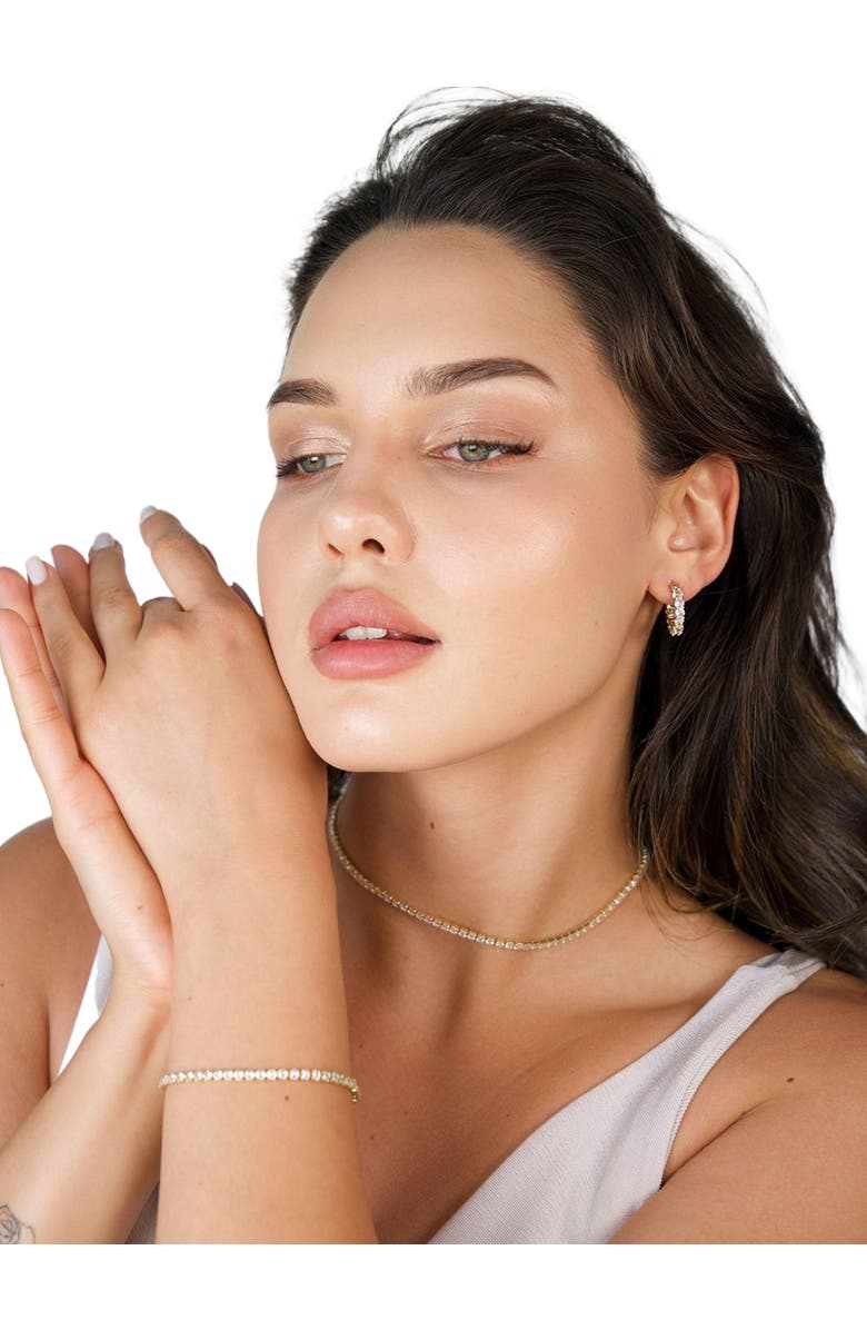 Hollywood Sensation Elegant Cubic Zirconia Choker Tennis Necklace, Alternate, color, Gold