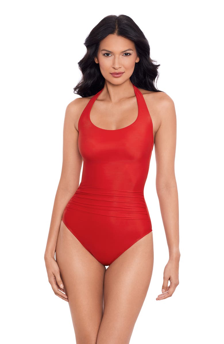 Miraclesuit<sup>®</sup> Rock Solid Utopia One-Piece Halter Swimsuit, Alternate, color, Cay