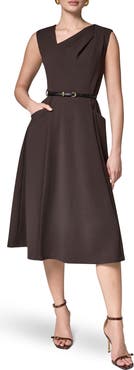 Donna Karan New York Belted Draped Asymmetric Dress