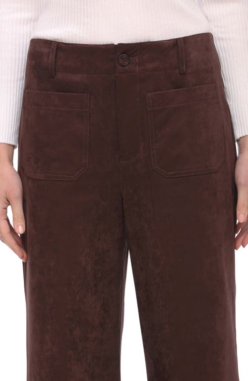 Bagatelle Patch Pocket Faux Leather Crop Wide Leg Pants In Brown