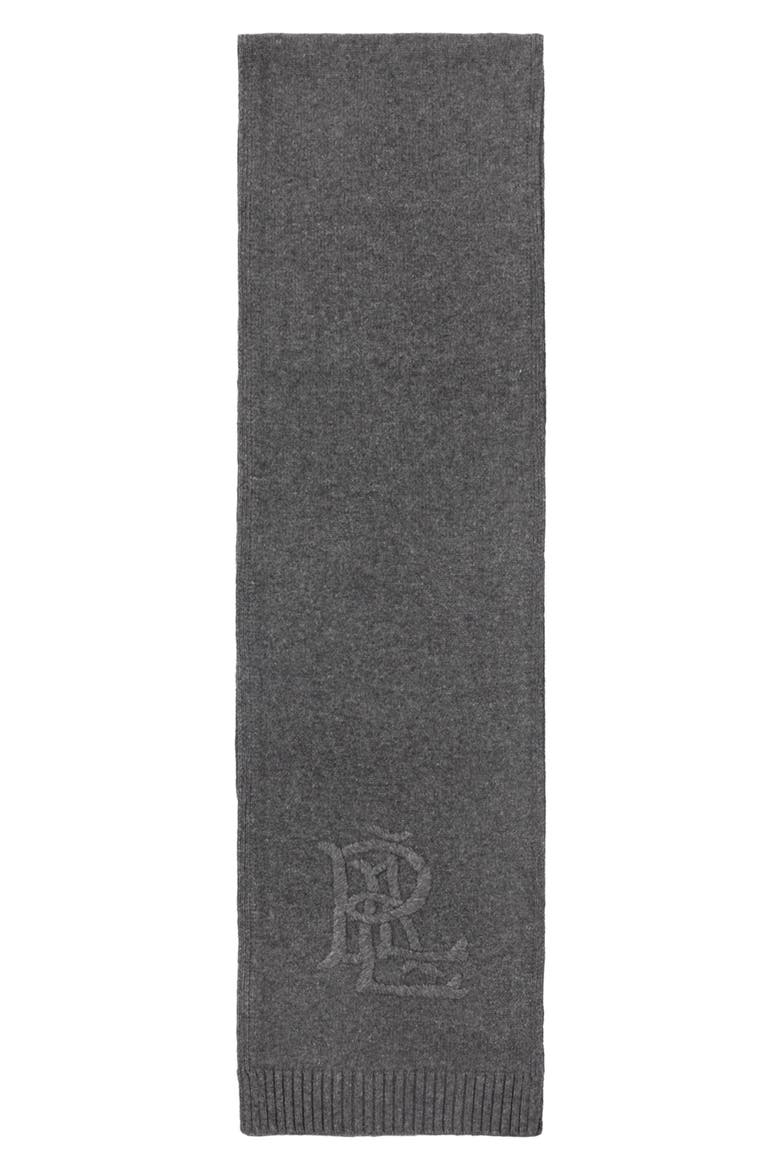 Embroidered Logo Scarf, Alternate, color, CHARCOAL HEATHER