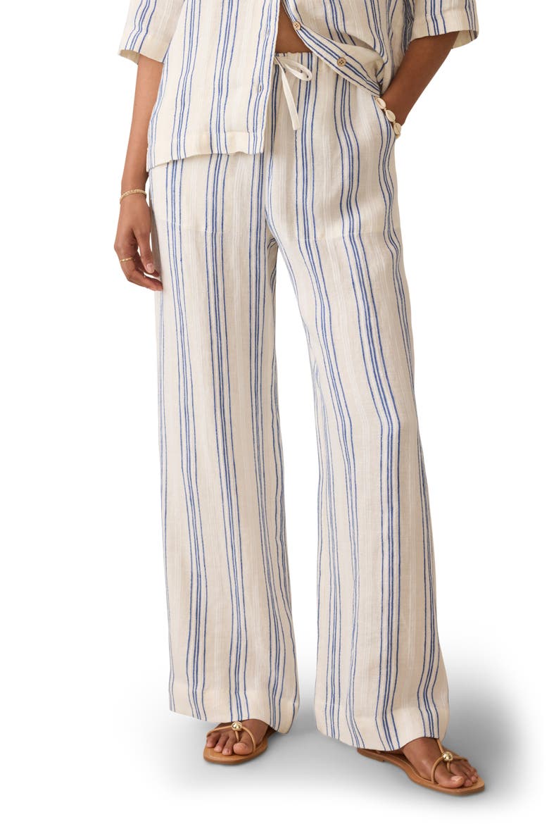 Palma Linen Stripe Drawstring Pants, Main, color, SAIL STRIPE