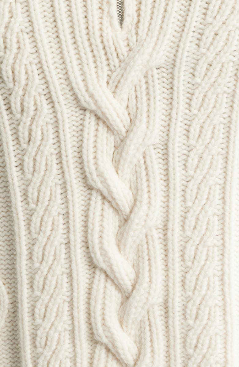 FRAME Oversize Chunky Cabled Wool & Cashmere Half Zip Sweater, Alternate, color, Cream
