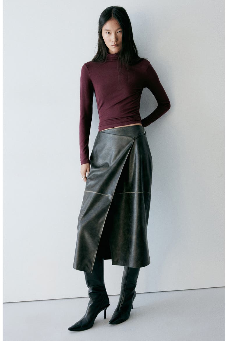 Mock Neck Long Sleeve Top, Alternate, color, BURGUNDY