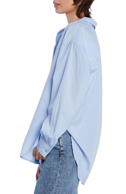 Wash Lab Denim Oversize Stripe Shirt In Sky Blue Stripe