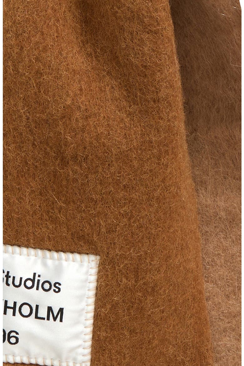Logo Label Alpaca & Wool Blend Fringe Scarf, Alternate, color, CAMEL/ BEIGE