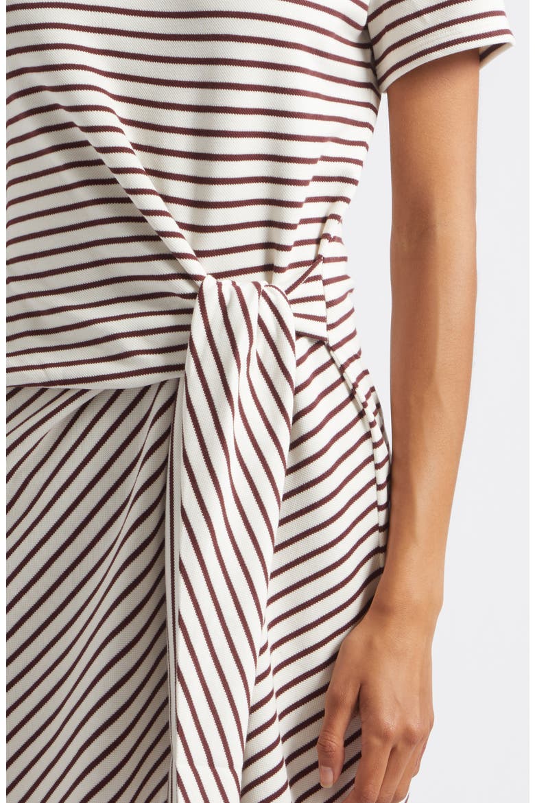 Elvaris Stripe Short Sleeve Minidress, Alternate, color, DOVE RAISIN
