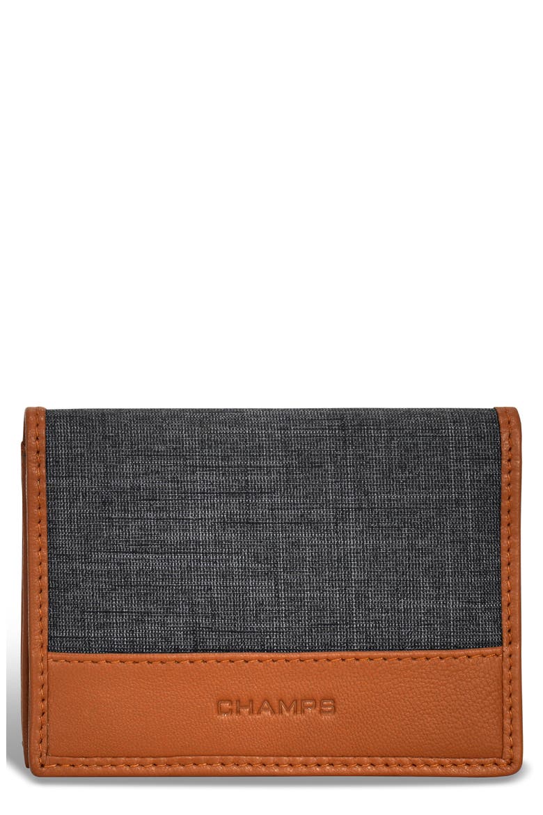 Logo Denim Card Holder, Main, color, TAN/ BLACK
