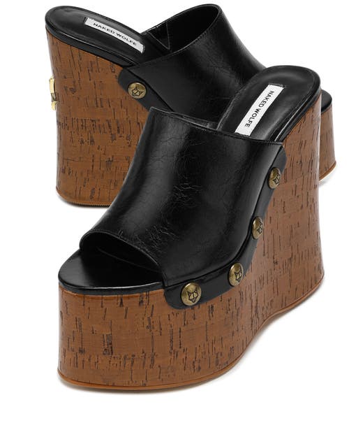 Naked Wolfe Tulip Platform Wedge Slide Sandal In Black