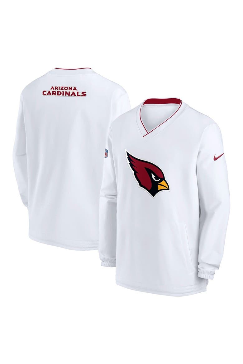 Men's Nike White Arizona Cardinals 2023/24 Sideline Repel V-Neck Long Sleeve Pullover Windshirt, Alternate, color, White