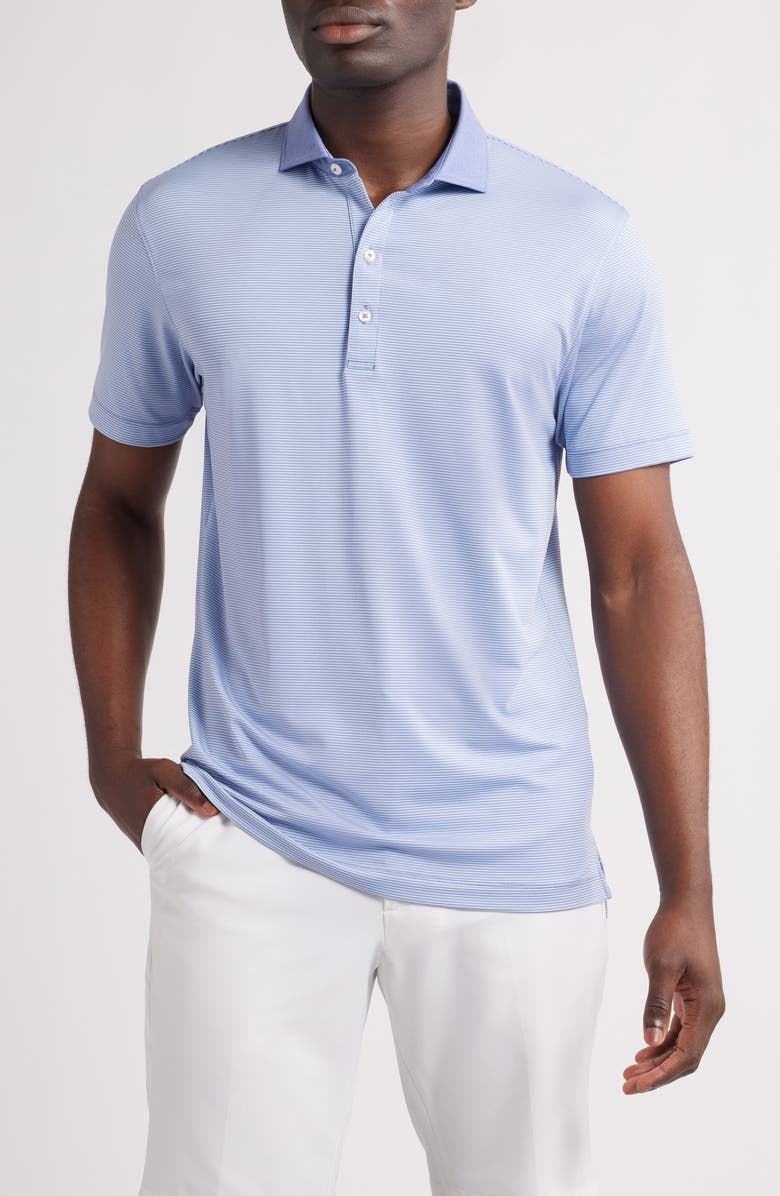 johnnie-O Reagan Stripe PREP-FORMANCE Golf Polo, Main, color, Verbena