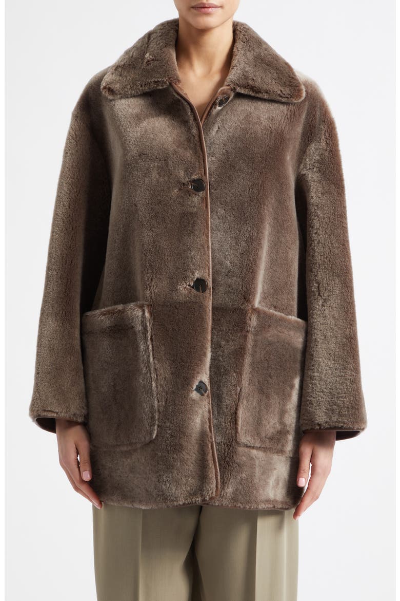Nicola Genuine Shearling Jacket, Main, color, WOOD
