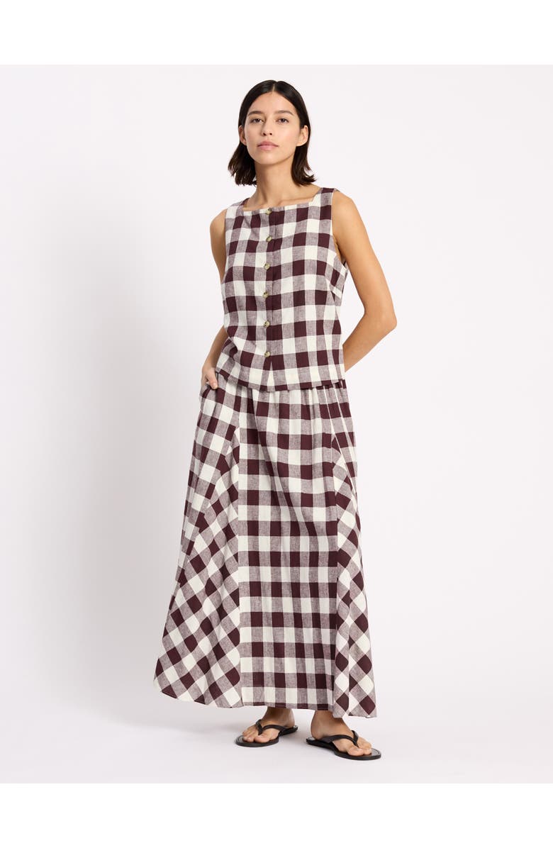 Albaray Gingham Button Top, Alternate, color, Burgundy