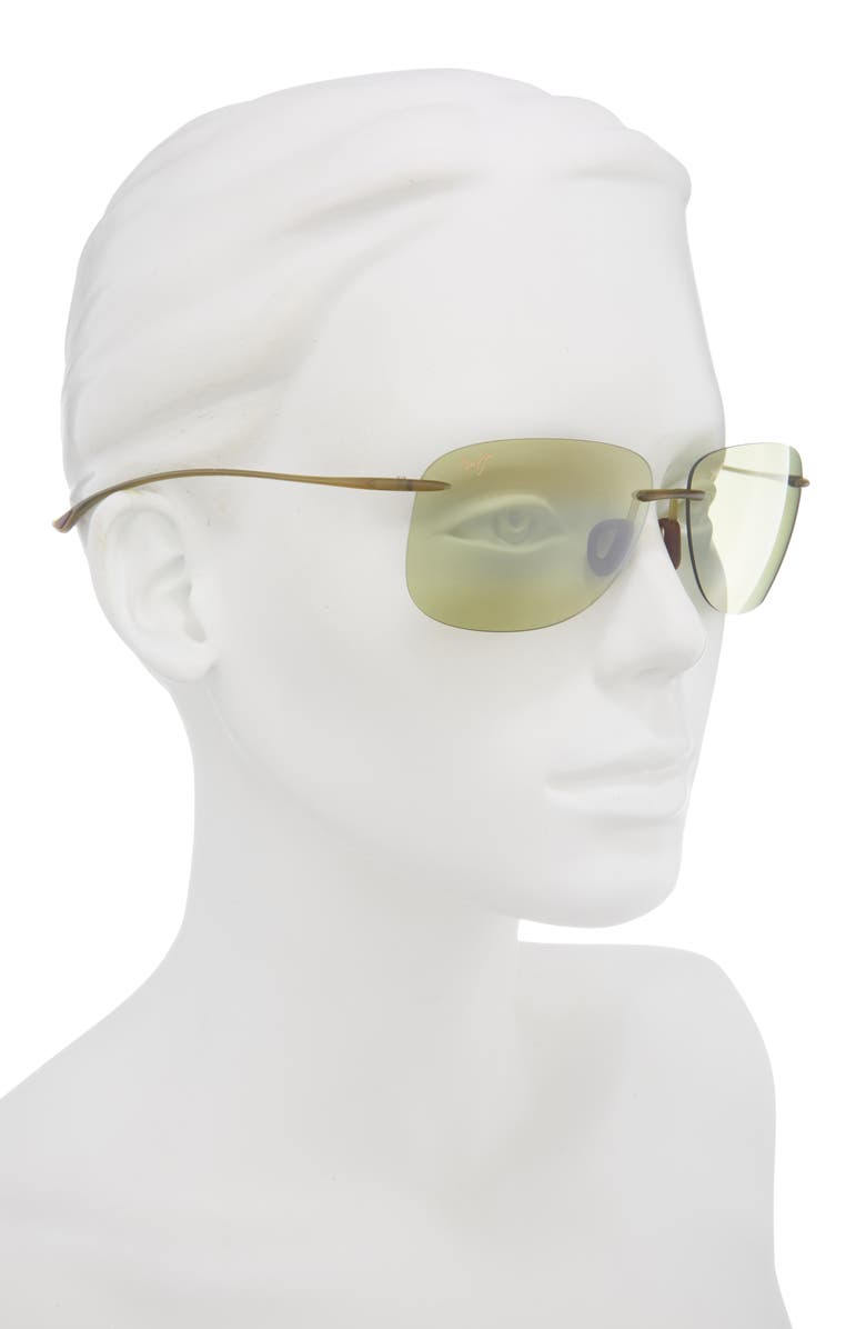 Maui Jim 62mm Polarized Shield Sunglasses, Alternate, color, Olive Olive Green