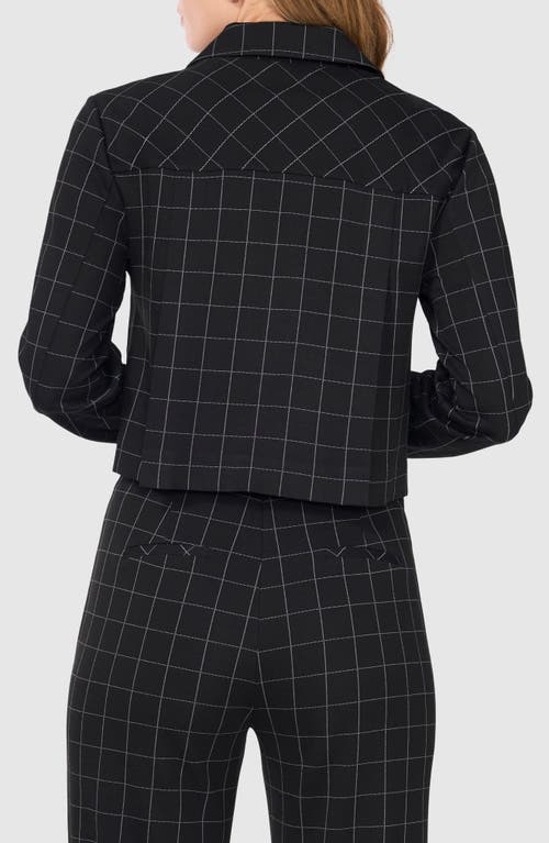 Halogenr Halogen(r) Windowpane Check Crop Zip-up Jacket In Rich Black