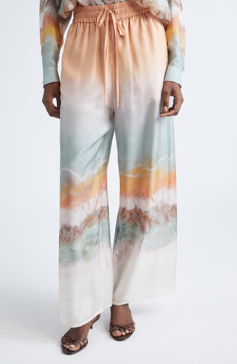 Zimmermann Daylight Relaxed Silk Pants, Main, color, Tie Dye