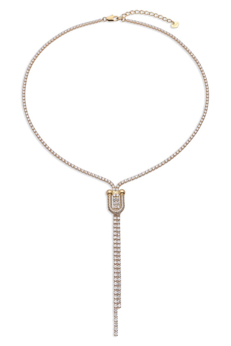 Audre Cubic Zirconia Y-Necklace, Alternate, color, GOLD