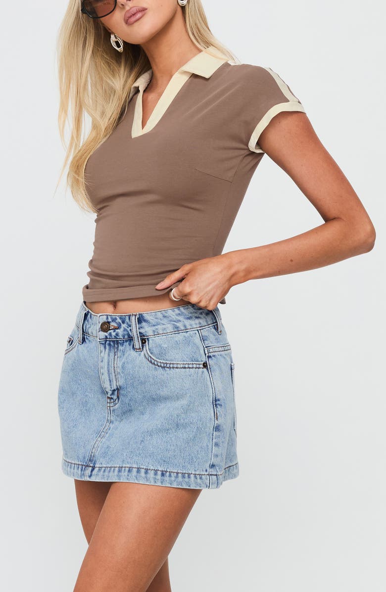 Princess Polly Nicolina Low Rise Denim Miniskirt, Alternate, color, Ice Blue Wash