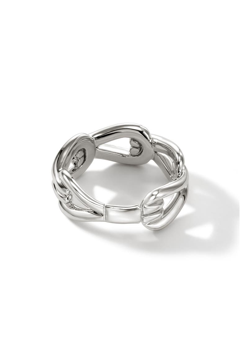 Surf Pavé Diamond Link Ring, Alternate, color, SILVER