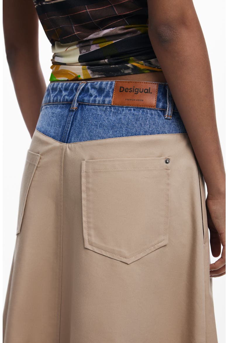 Two-Tone Maxi Skirt, Alternate, color, BEIGE