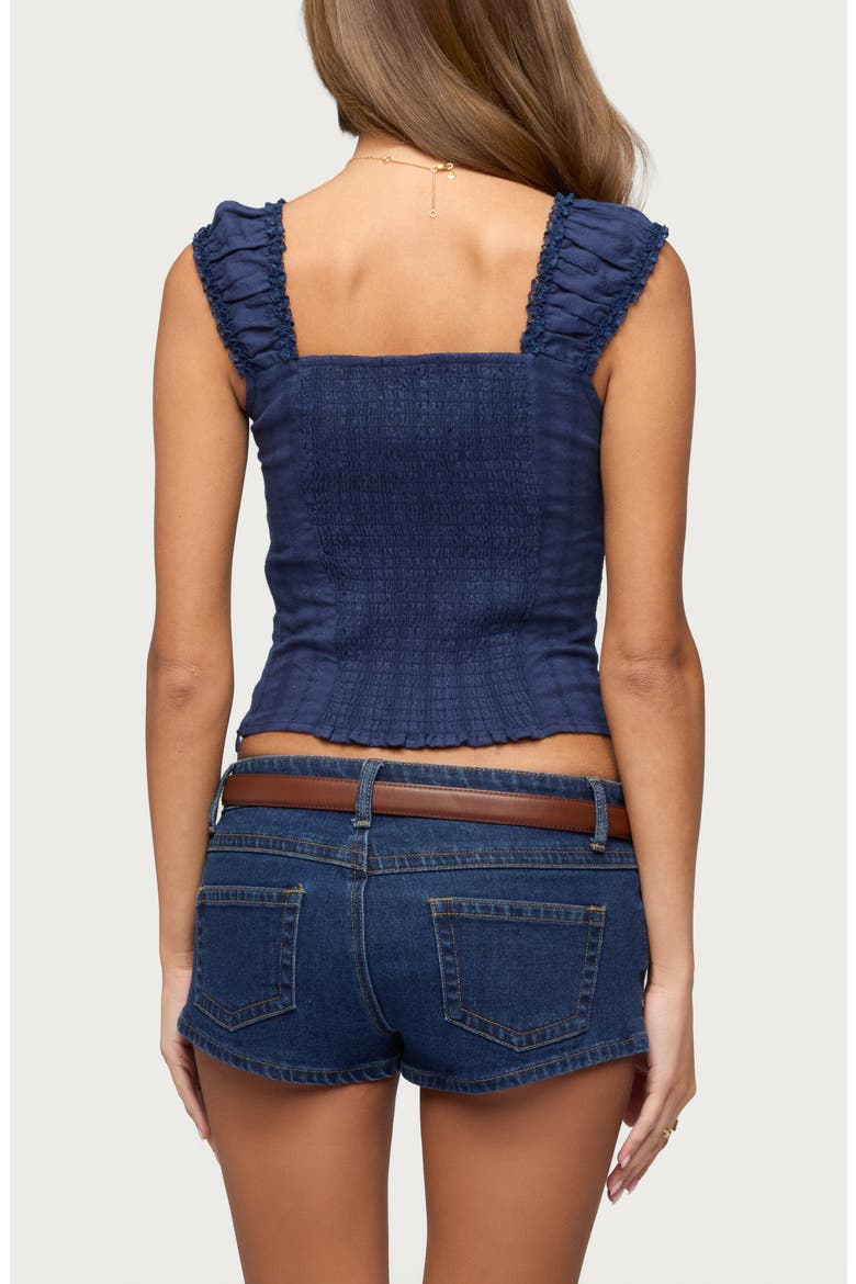 Katherine Embroidered Lace Trim Crop Top, Alternate, color, NAVY