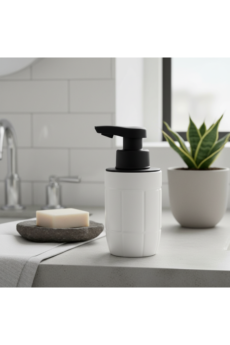 Eco-Brutalism Automatic Foaming Soap Dispenser Recycled Eco-Clay, Alternate, color, White