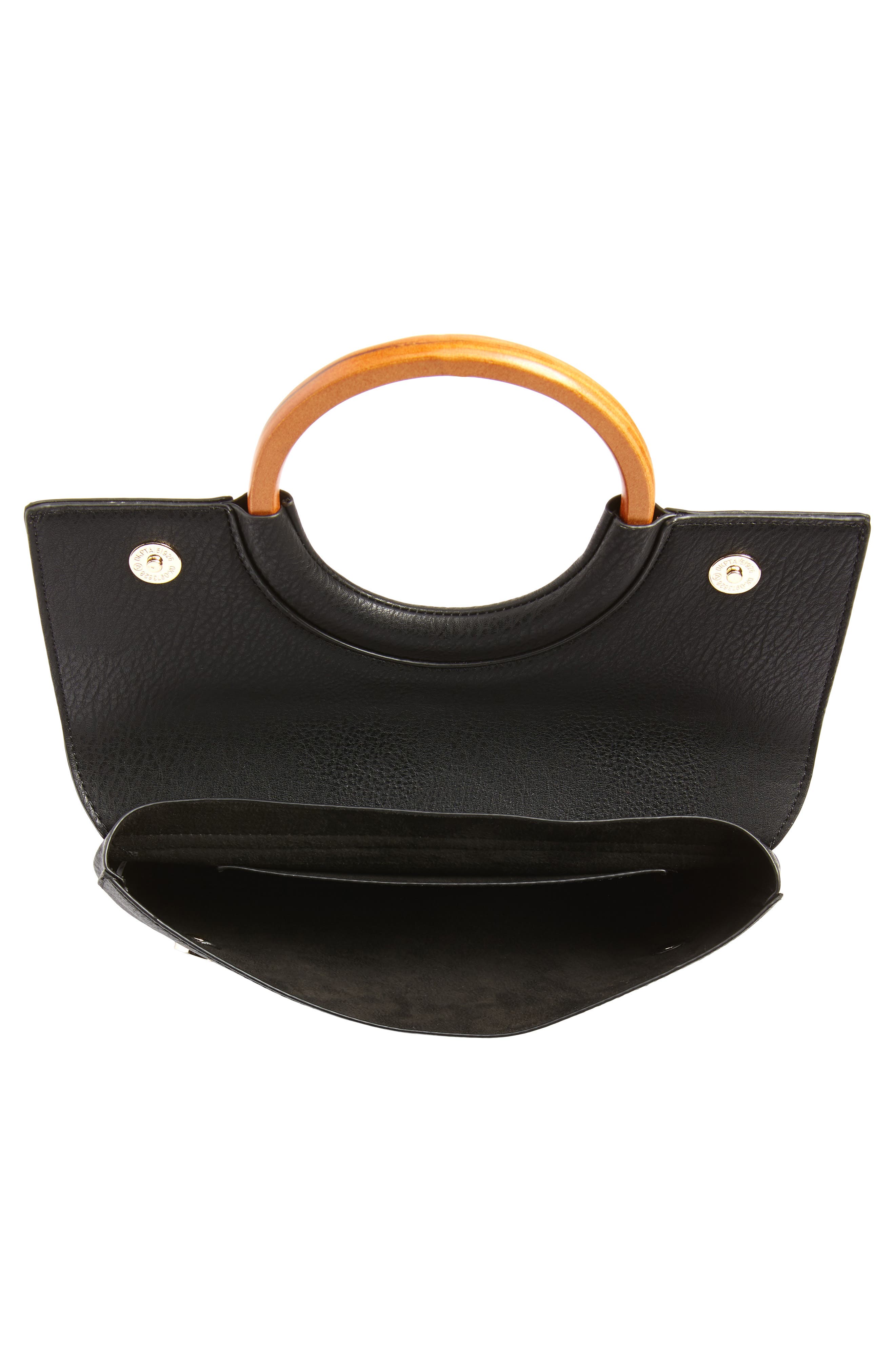 Faux Leather Circle Clutch, Alternate, color, BLACK