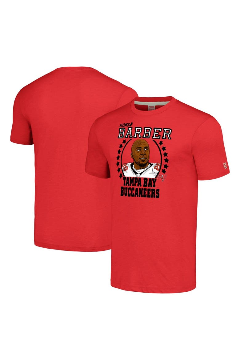 Men's Homage  Ronde Barber Heathered Red Tampa Bay Buccaneers  Caricature Retired Player Tri-Blend T-Shirt, Main, color, Red