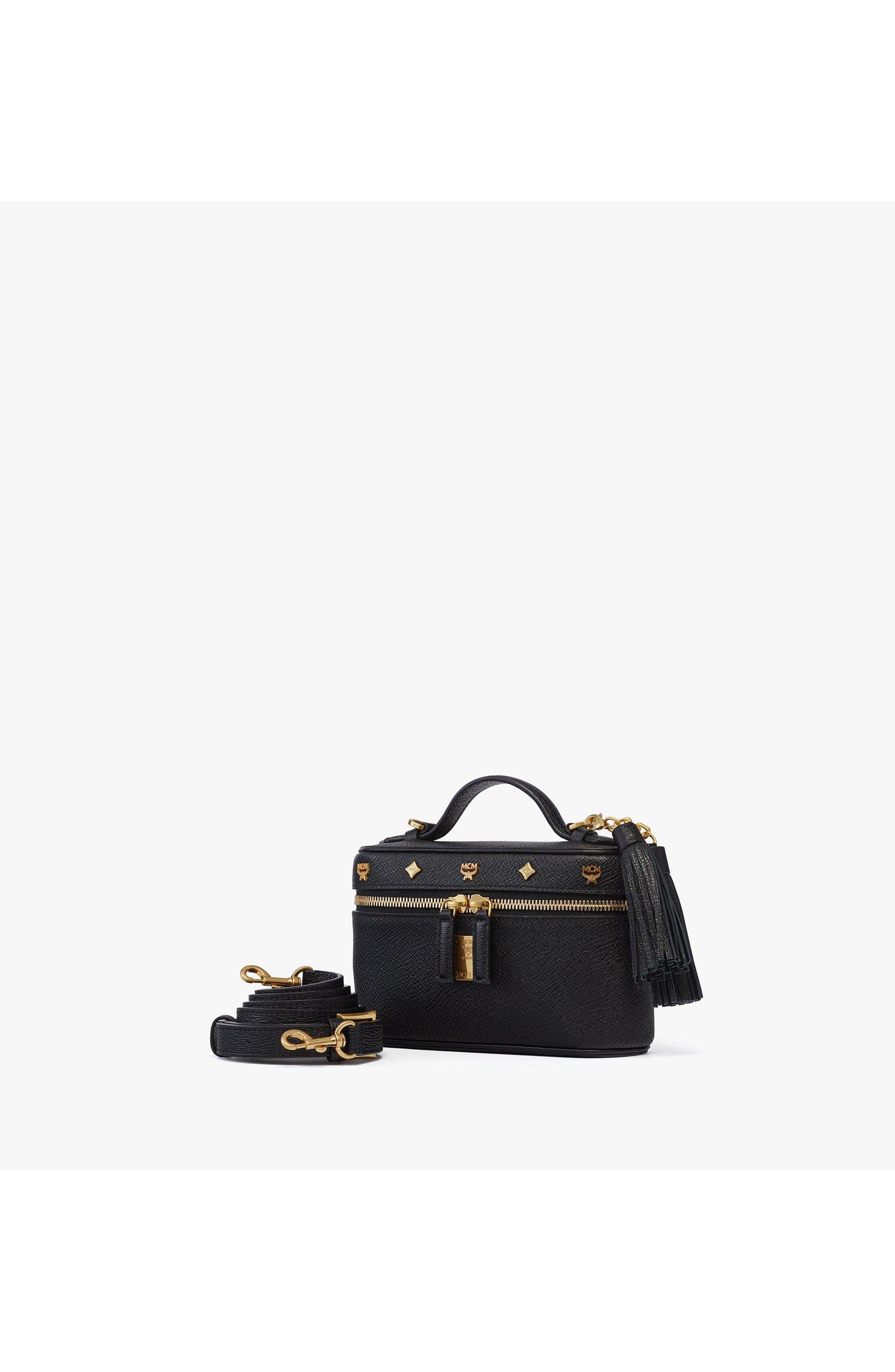 Mini Pina Vanity Case in Studded Calfskin, Alternate, color, Black